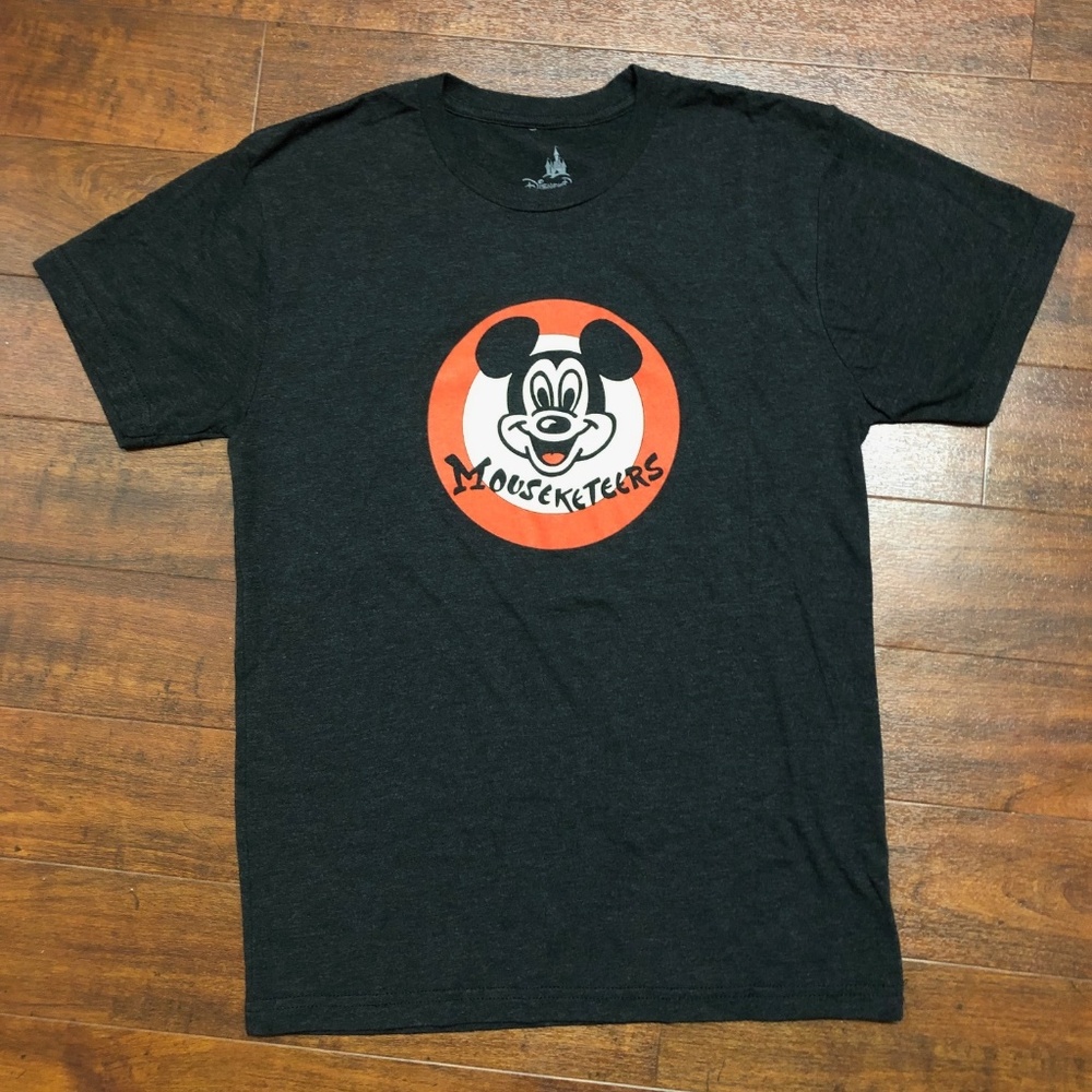 Official Disney MOUSEKETEERS Retro Heather Charcoal Grey T-Shirt Size Small